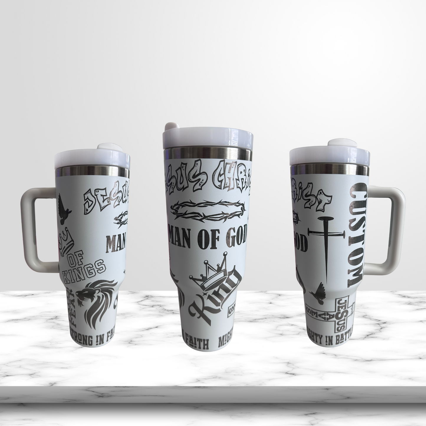 Men's Custom Engraved 40oz Tumbler – Faith-Inspired & Personalized