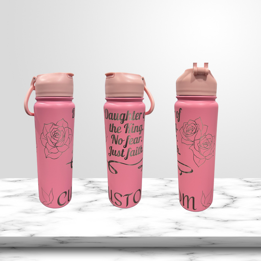 Engraved Daughter of the King Rose 24oz Tumbler