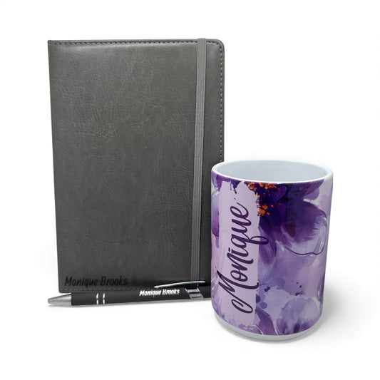 Personalized 15oz Mug, Journal Set Gift