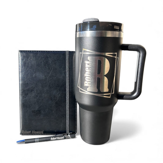 Personalized 40oz Engraved Tumbler & Journal Gift Set