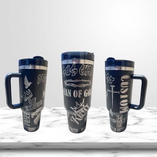 Men's Custom Engraved 40oz Tumbler – Faith-Inspired & Personalized