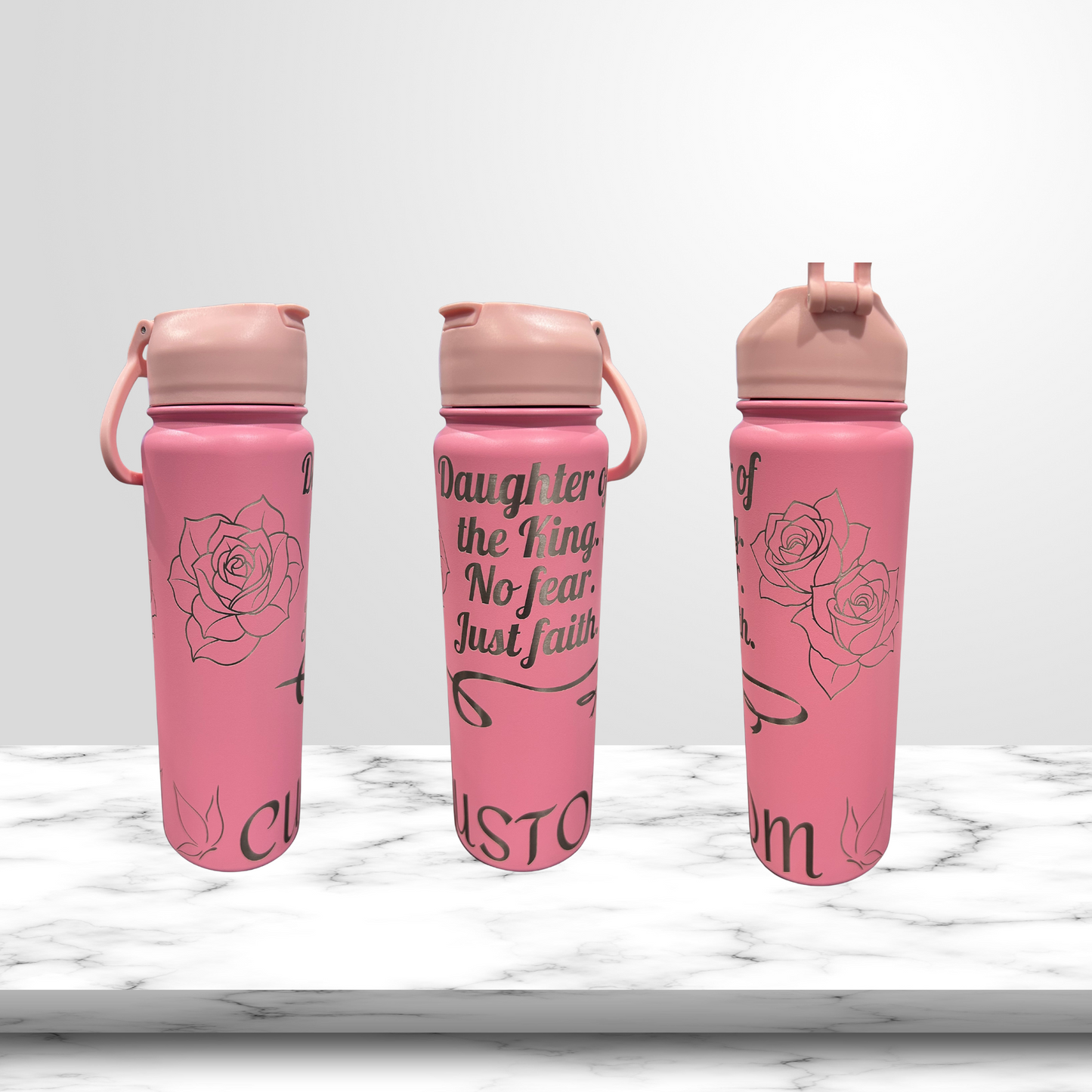 Engraved Daughter of the King Rose 24oz Tumbler
