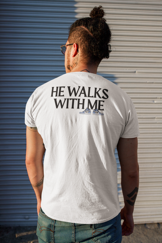 He Walks With Me Black Print