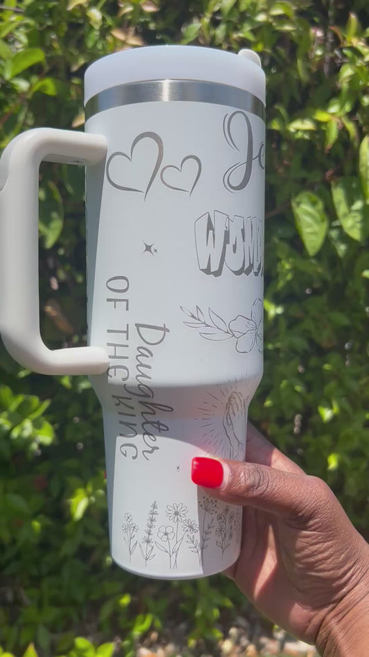 Women's Custom Engraved 40oz Tumbler – Faith-Inspired & Personalized